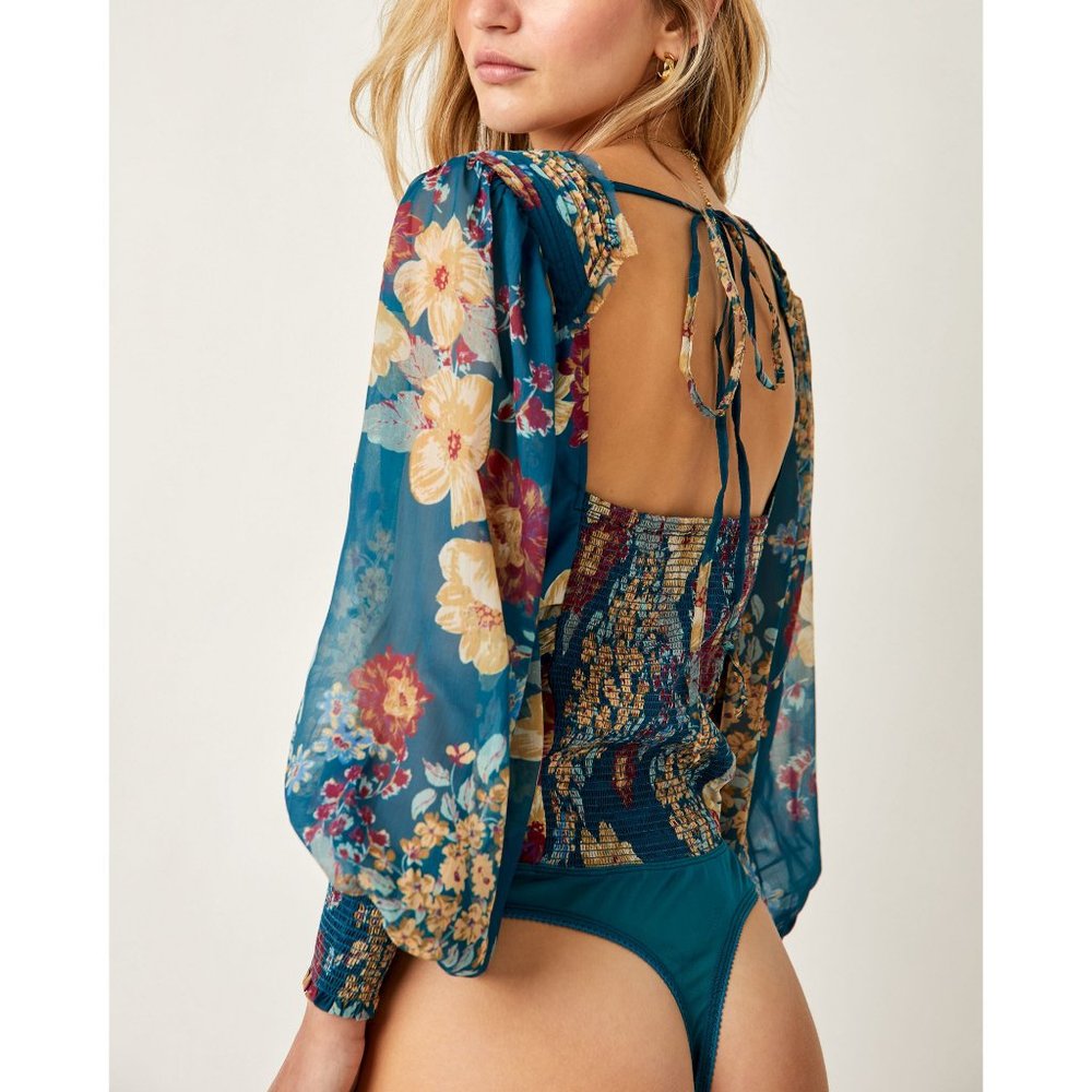 NWT "FREE PEOPLE" SOLD OUT Wanderlust Bodysuit / Jade Combo L